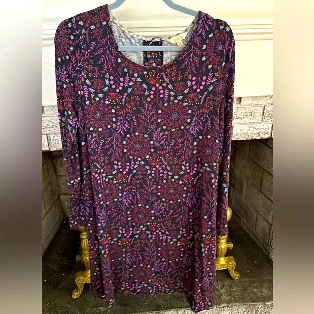 Matilda Jane Women's Large Whimsical Floral Tunic Dress Purple Fall Teacher